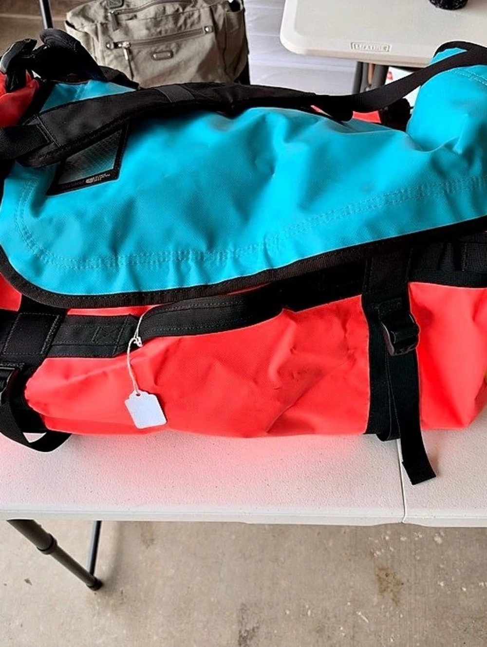 The North Face Base Camp Duffel Travel Bag Coral & Blue & Yellow - Large